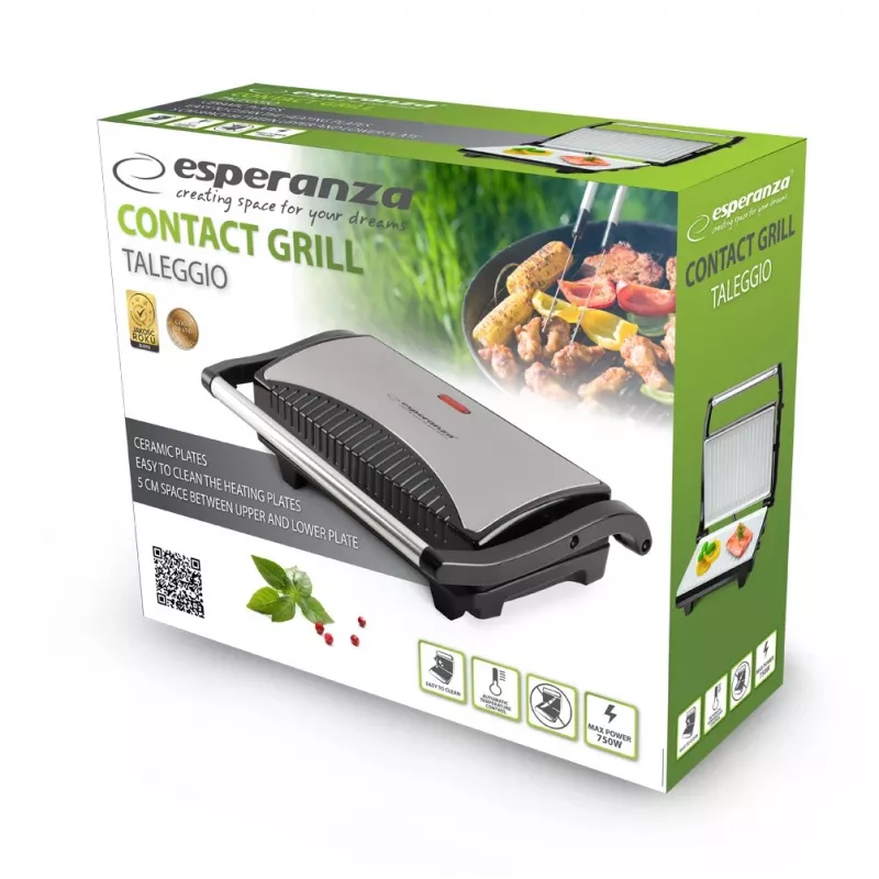 Esperanza EKG006 elektrinė grilis 750 W nerūdijantis plienas/juoda