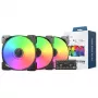 Korpuso ventiliatorius Montech HP140 ARGB PWM 140 mm (3 vnt. pakuotė) — 140 mm ARGB PWM aušinimo ventiliatoriai, 3 vnt. pakuotė