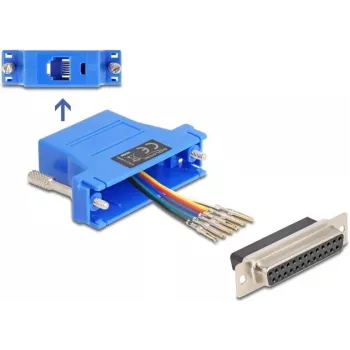 Delock D-Sub 25 kontaktų lizdo į RJ12 surinkimo rinkinys Mėlynas (67100)
