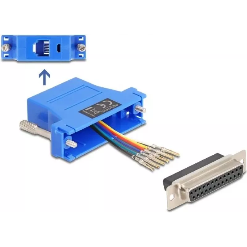 Delock D-Sub 25 kontaktų lizdo į RJ12 surinkimo rinkinys Mėlynas (67100)