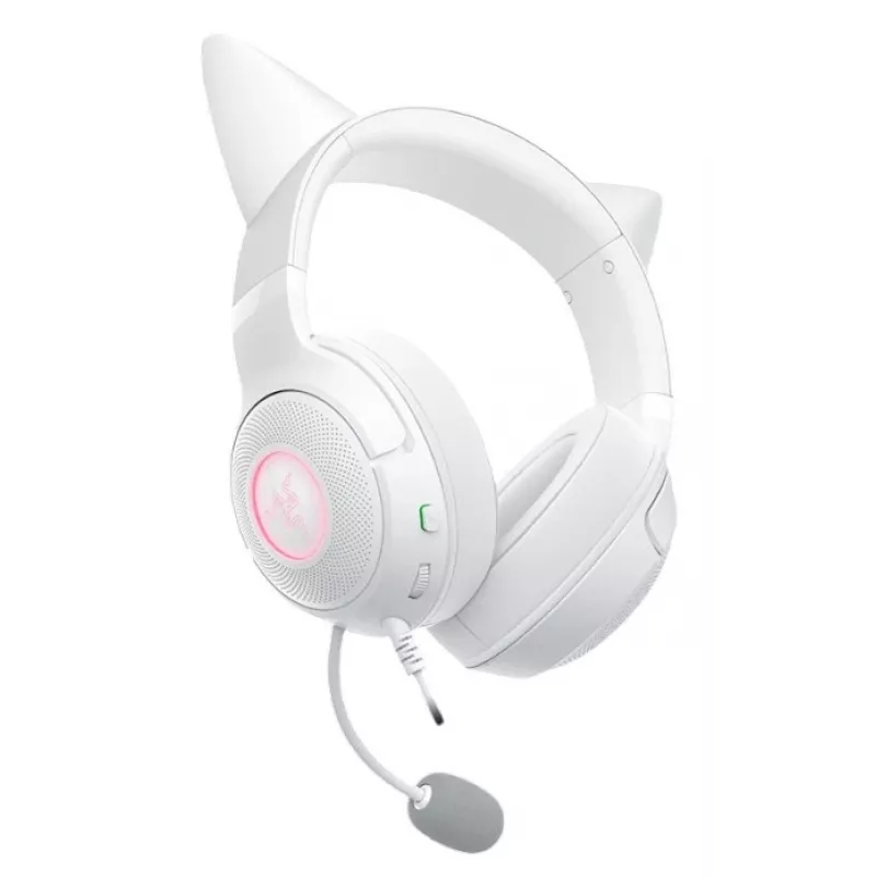 Ausinės Razer Kraken Kitty V2 laidinės USB Type-A baltos — Circumaural, galvos lankelis, 20–20000 Hz, 2 m laidas