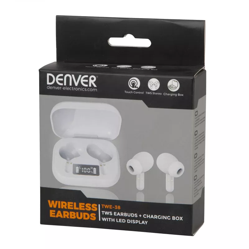 Denver TWS TWS belaidės ausinės TWE-38 baltos