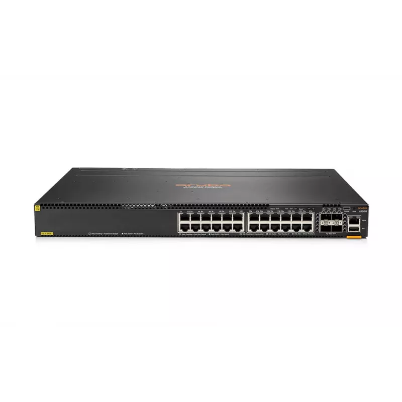 HPE - Aruba 6300M - Switch - L3 - valdomas - 48 x 10/100/1000 (1 PoE+) + 4 x 1 Gigabit / 10 Gigabit / 25 Gigabit / 50 Gigabit SFP56 (Uplink / Stacking) Priekyje ir šone į galą