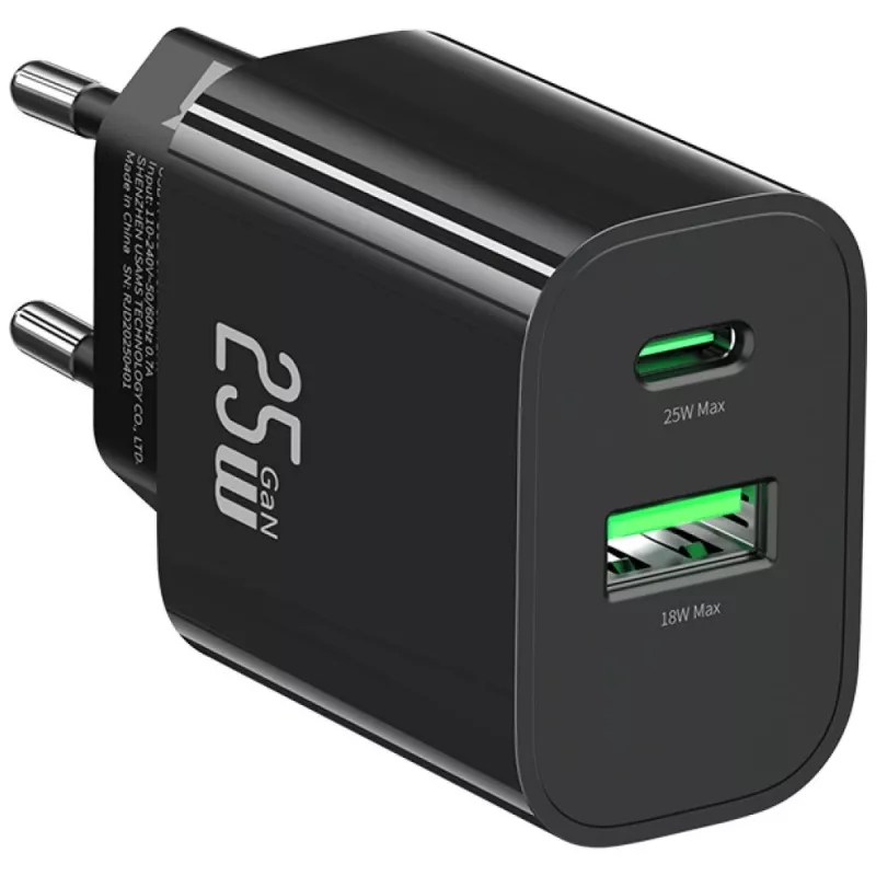 USB įkroviklis usams USA001629 25W 1×USB-C + 1×USB-A greitas įkrovimas
