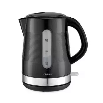 Elektrinis virdulys Maestro 1,7 L 2200 W juodas — plastikinis korpusas, mygtuku atidaromas dangtis, ergonomiška rankena