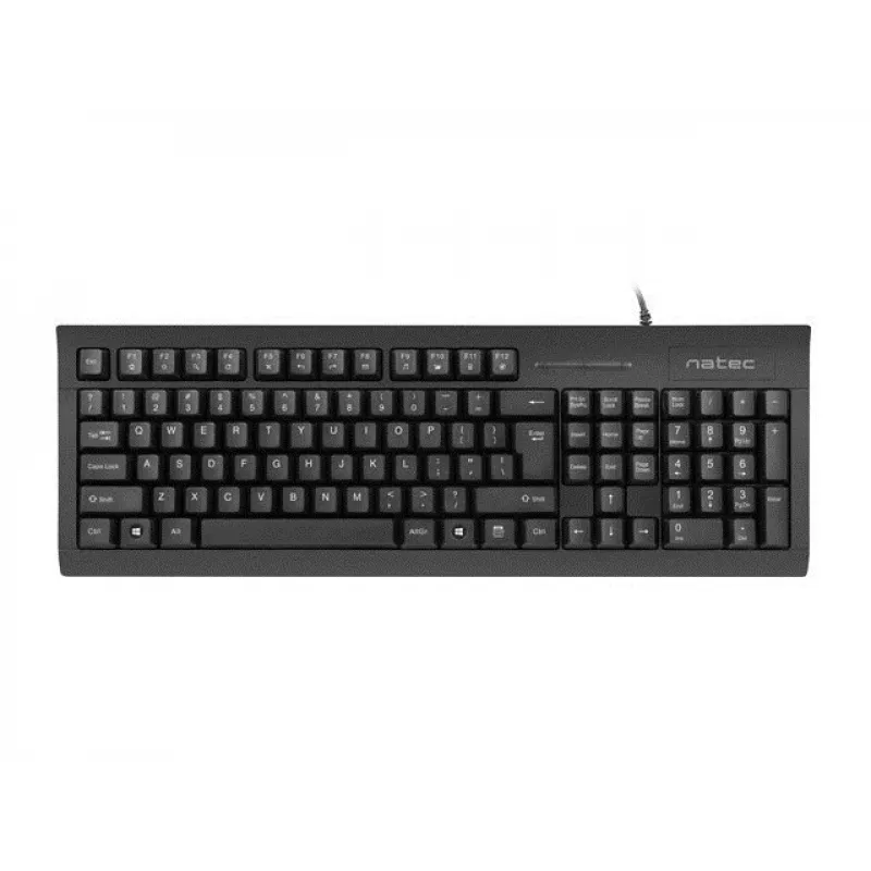 Pilno dydžio laidinė klaviatūra NATEC MORAY Home/Office USB QWERTY US International, juoda, 104 klavišai, skaičių blokas