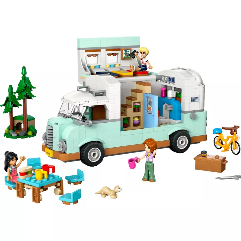 LEGO Motor Home rinkinys 42663 — LEGO Friends kemperis, 778 dalys, 3 mini lėlės, amžius 7+