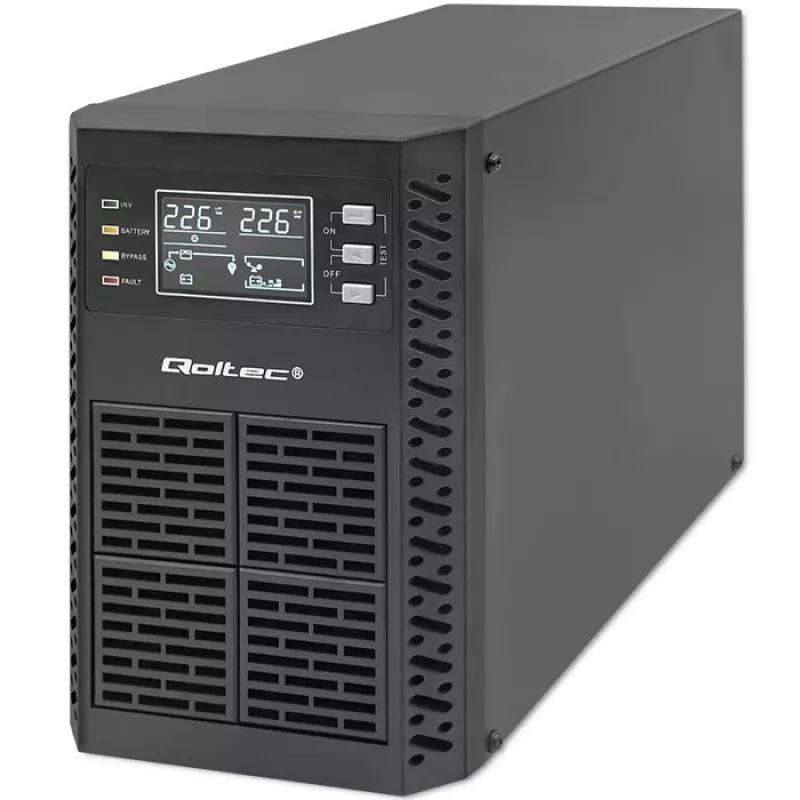 Qoltec nepertraukiamo maitinimo šaltinis (UPS) | 1kVA | 1000W | Galios koeficientas 1.0 | LCD | EPO | USB | Internetinis