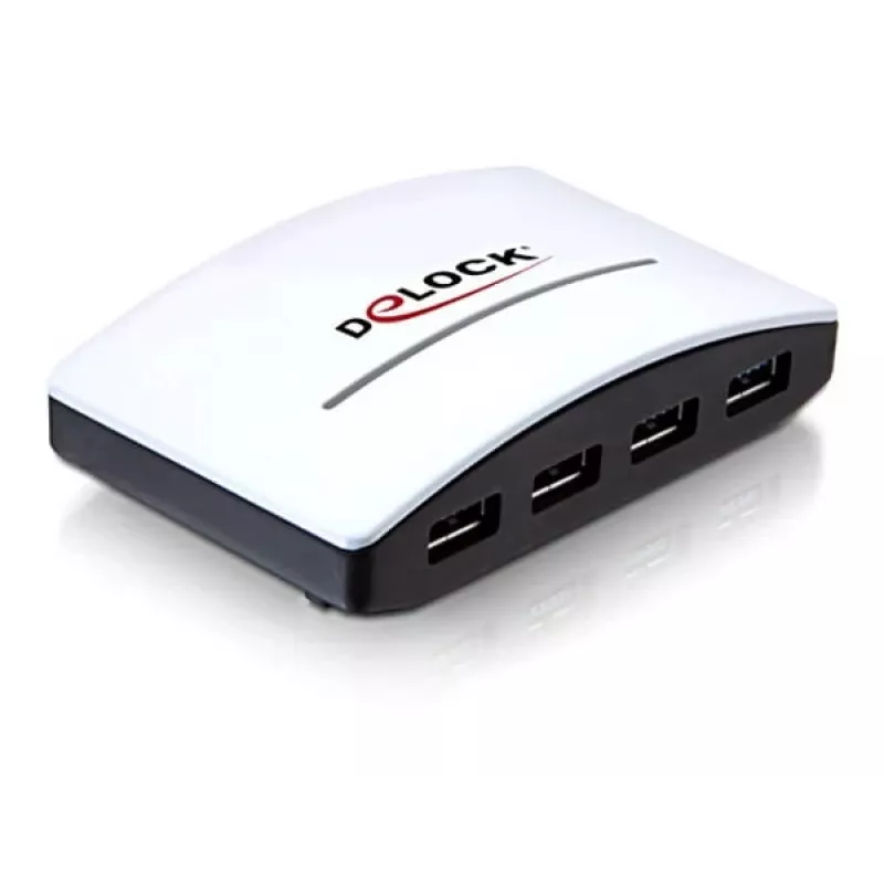 USB šakotuvas DeLOCK 4 prievadų 5000 Mbit/s juoda balta
