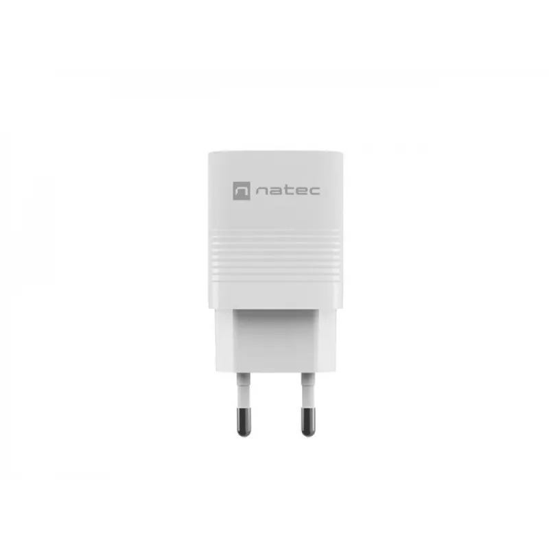 Laidinis mobiliųjų įrenginių įkroviklis NATEC NUC-2140, 30W, USB-C PD 3.0 + USB-A, Samsung AFC, Baltas