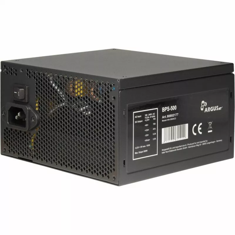 Inter-Tech ArgusNT BPS-500 maitinimo blokas 500 W 20+4 pin ATX ATX juodas