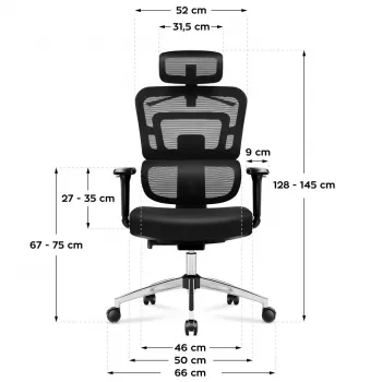 Biuro kėdė „mark adler Expert 4.9“ modelis 5701-65776 — tinklinė, reguliuojama galvos atrama, juosmens atrama, sėdynė 44–52 cm, maks. apkrova 150 kg