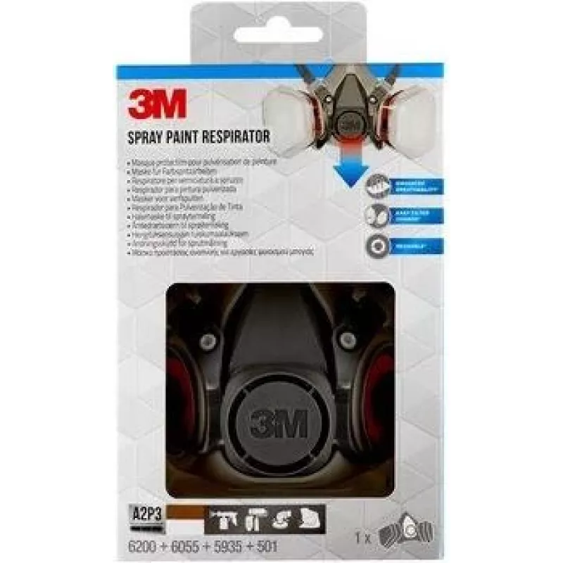 3M 6002PRO daugkartinis respiratorius FFP3 puskaukė