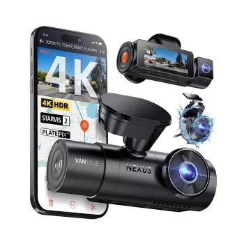Automobilinė vaizdo registratorė VANTRUE N4 PRO S 3 kanalų (priekinė + salono + galinė), 3840x2160, F/1.8, Wi‑Fi, GPS, 3.19 colio ekranas
