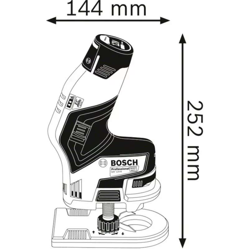 Bosch GKF 12V-8 Professional tiesus griebtuvinis šlifuoklis 1300 aps./min juoda, mėlyna, raudona