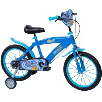 Vaikiškas dviratis HUFFY Disney Stitch 16 colių su pagalbiniais ratukais, stabdis koja