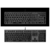 Laidinė A4Tech klaviatūra FX60H USB QWERTY — viso dydžio 100%, baltai apšviesta, pilka, USB šakotuvas
