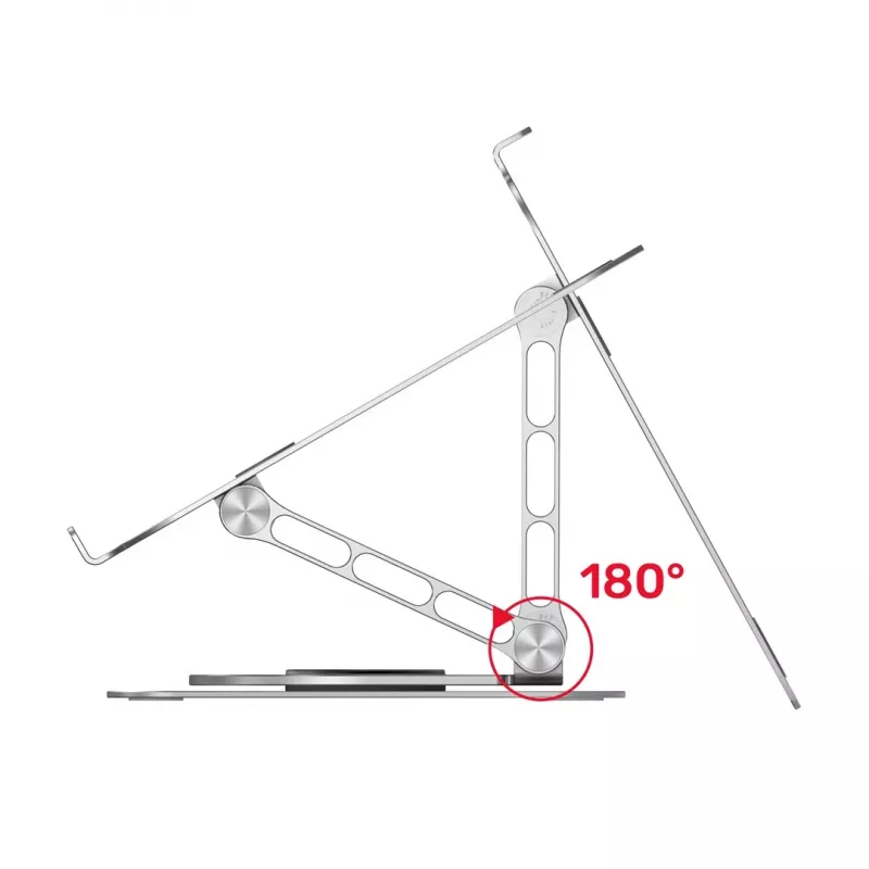 Nešiojamojo kompiuterio stovas Unitek OT180SL01 aliuminis, skirtas 25,4–40,6 cm (10–16 colių) ekranams, 360° sukiojamas, 0–180° pakreipiamas