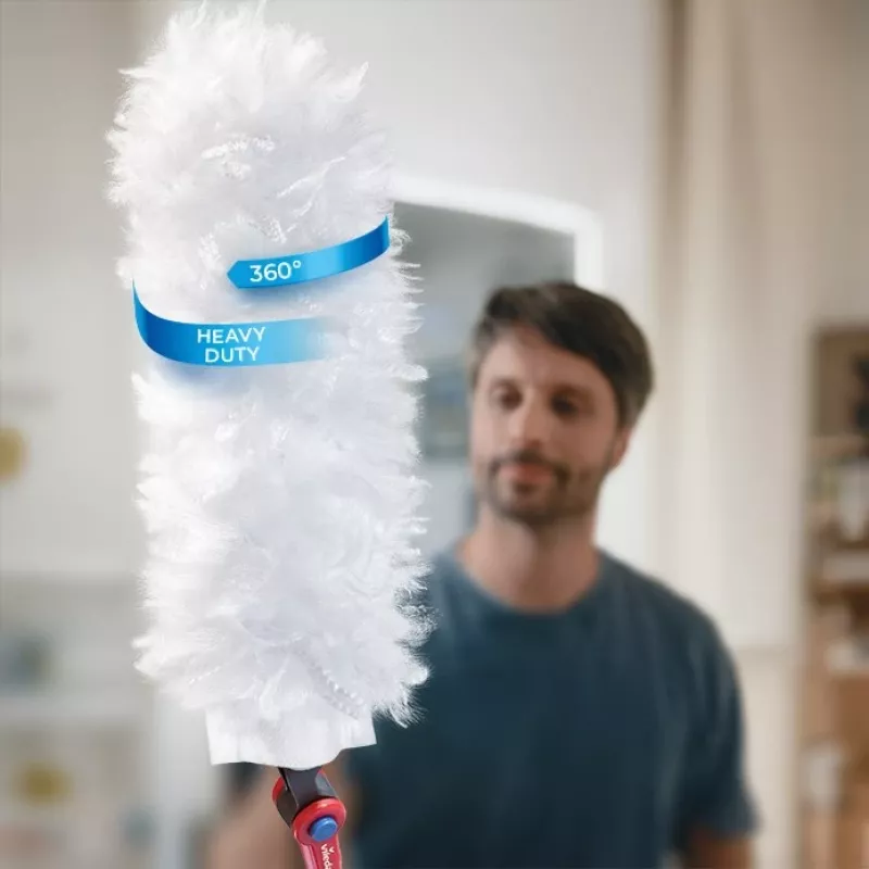 Trumpakotis dulkėms valyti skirtas VILEDA 179432 su 2 „Flex & Catch“ įdėklais, raudona plastikinė rankena, pakabinamas