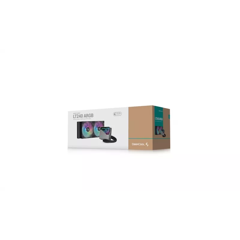 Vandens aušintuvas „viskas viename“ DeepCool LT240 — 240 mm radiatorius, 2x 120 mm PWM ventiliatoriai, hidrodinaminis guolis, LGA 1200 palaikymas, juoda