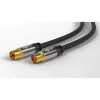 Goobay TV antenos kabelis (135 dB tipo), 4x ekranuotas, 2 m, juodas - auksuotas, Koax lizdas > bendraašis kištukas (70367)