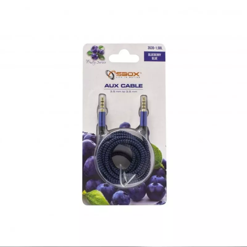 Sbox 3535-1.5BL AUX laidas 3,5 mm į 3,5 mm Blueberry mėlynas