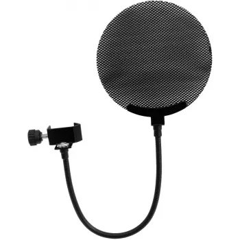 Mikrofono pop filtras Omnitronic modelis 60006250 metalinis juodas, apvalus tinklinis vėjo filtras