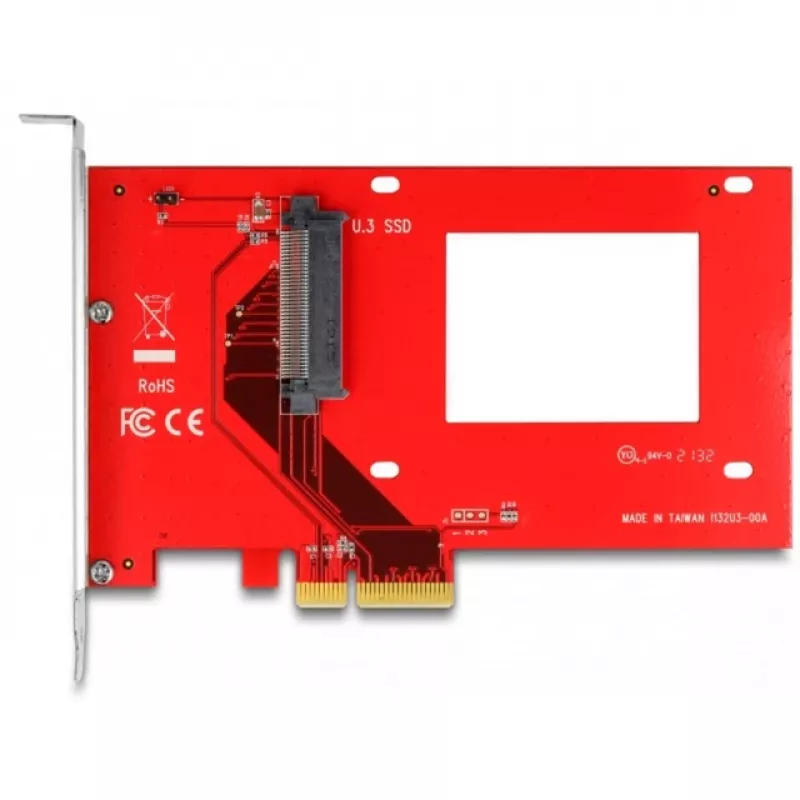 DeLOCK PCI Express x4 kortelė į 1 x vidinę U.3 sąsają, raudona sidabrinė