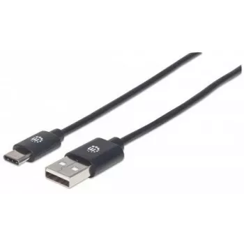 Manhattan USB-C į USB-A laidas, 50 cm, vyriškas į vyrišką, juodas, 480 Mbps (USB 2.0), Hi-Speed USB, garantija visam laikui, atitinka USB2AC50CM