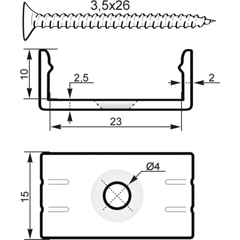 Tvirtinimo U profilis 20 mm EUROLITE 51210869 plastikinis