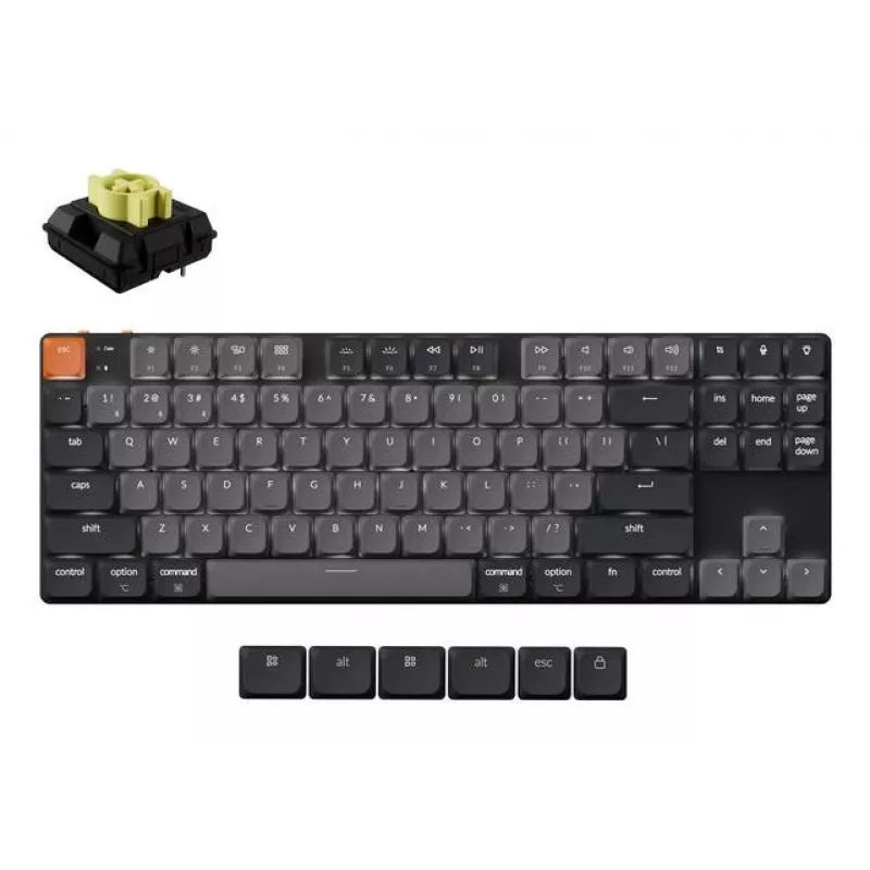 Mechaninė klaviatūra Keychron K1X-A4 80% QWERTY anglų k., USB + Bluetooth, 87 klavišai, LED foninis apšvietimas, pilka