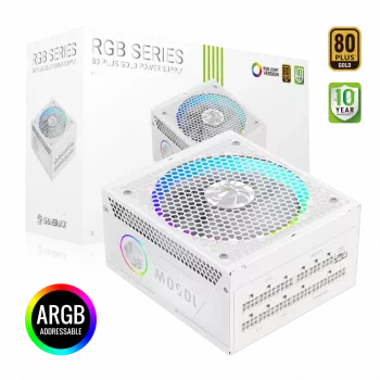 Gamemax maitinimo blokas, 80 PLUS, Gold | RGB 1050G WH | 1050 W