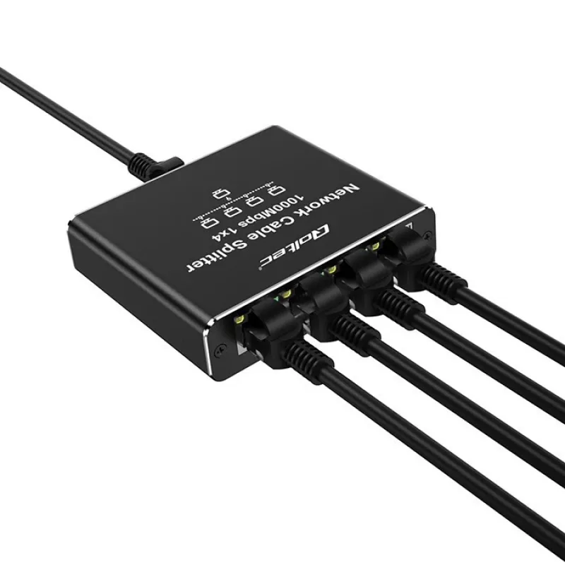 Ethernet mini jungiklis QOLTEC 52293 1x4 RJ45, 1 įėjimo 4 išėjimų nevaldomas tinklo skirstytuvas