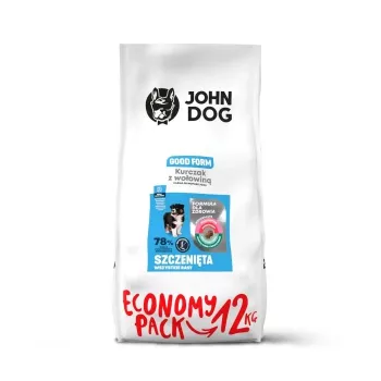 Sausas šunų maistas john dog Good Form Puppy vištiena su jautiena — 12 kg, baltymų 27%, riebalų 17%, visų veislių šuniukams