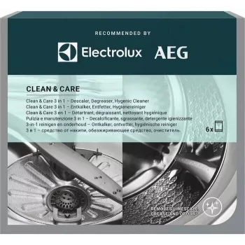 Kalkių šalinimo ir valymo priemonė „Electrolux M2GCP601 3in1“ milteliai indaplovėms ir skalbyklėms, pakuotėje 6 vnt.
