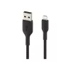 Kabelis Braided USB-Lightning 15 cm juodas