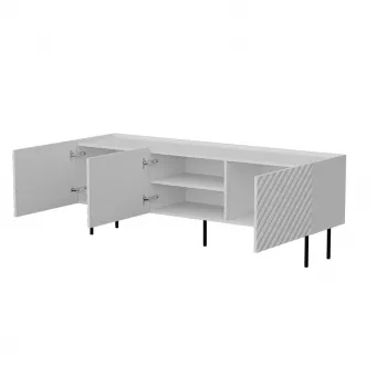 TV spintelė Cama LUCCA 3D 165×40×59 cm, balta, medžio drožlių plokštės viršus