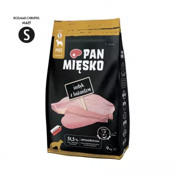 Sausas šunų ėdalas Pan Miesko Turkey with Pheasant S 9 kg — suaugusiems mažiems šunims, vieno gyvūninio baltymo, pilnavertis pašaras