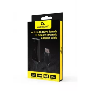 Vaizdo kabelio adapteris GEMBIRD A-HDMIF30-DPM-01 HDMI Type A į DisplayPort 0,15 m juodas