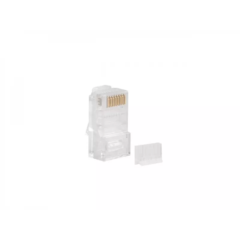 LANBERG RJ-45 laido jungtis PLU-6000, skirta Cat6 U/UTP kabeliams, permatoma / balta, pakuotė po 100 vnt.
