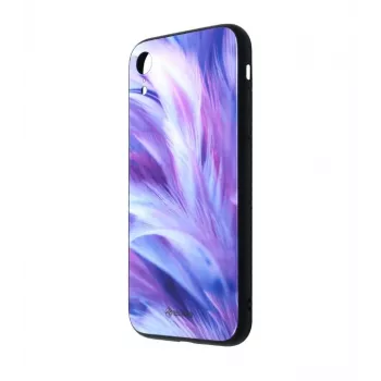 Apsauginis stiklas Tellur Cover Glass print, skirtas iPhone XR, su margintu plunksnų dizainu