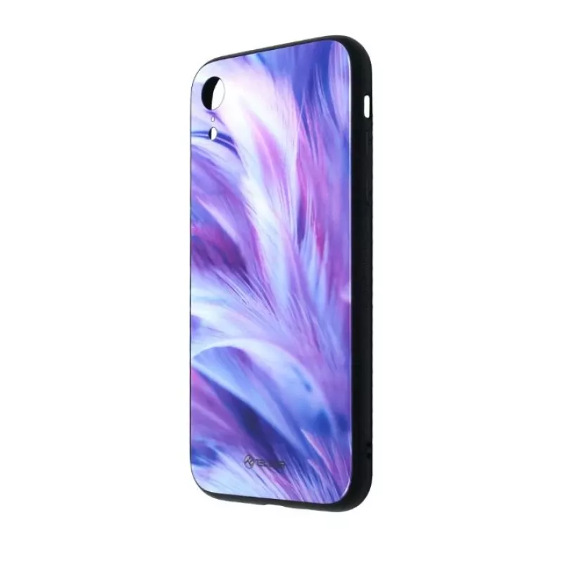 Apsauginis stiklas Tellur Cover Glass print, skirtas iPhone XR, su margintu plunksnų dizainu