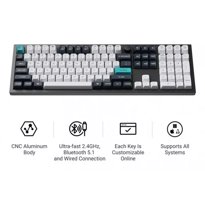 Mechaninė klaviatūra Keychron Q6 Max QMK VIA su Gateron Jupiter jungikliais, pilno dydžio išdėstymas
