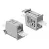 Tinklo RJ45 mova DELOCK Cat.6A dviguba lizdas-lizdas, skirta montuoti ant DIN bėgelio, pilka