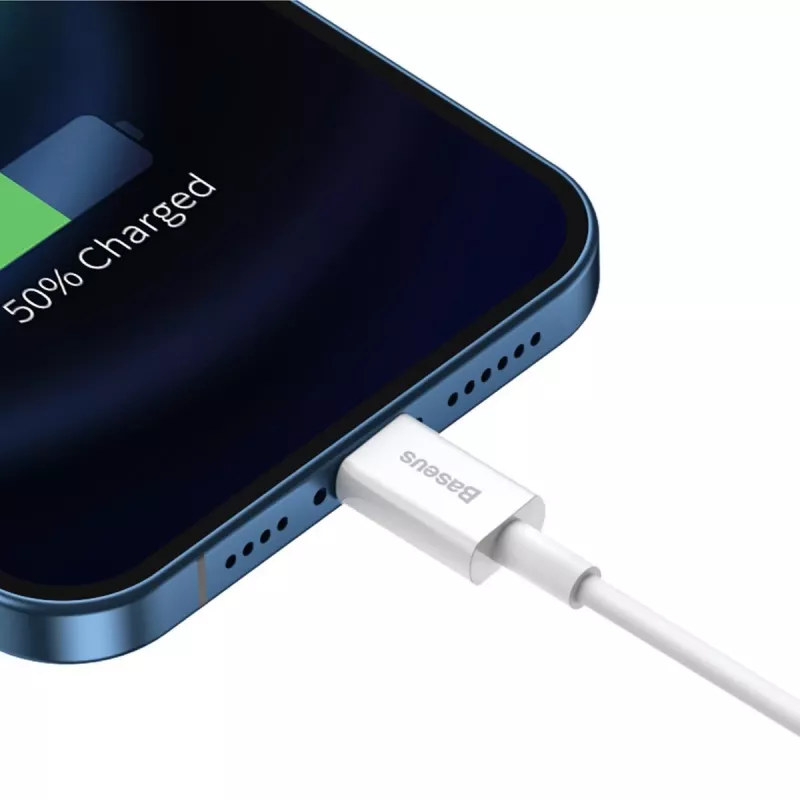 Baseus Superior serijos laidas USB į Lightning, 2,4 A, 0,25 m (baltas)