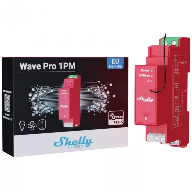 Kietojo kūno relė Shelly Qubino Wave PRO 1PM raudona 16A 110-240V