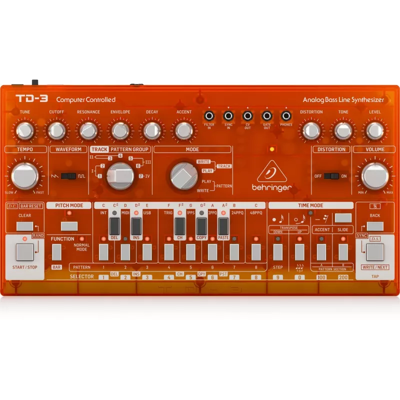 Analoginis sintezatorius Behringer TD-3-SB raudonas 9V DC