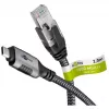 Ethernet laidas USB-C 3.2 Gen2 kištukas > RJ-45 kištukas, LAN adapteris juoda/sidabrinė, 2 metrai, pintas tekstilinis apvalkalas