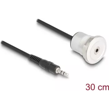 Audio kabelis DeLOCK 88188 0,3 m 3,5 mm kištukas į lizdą juoda sidabrinė