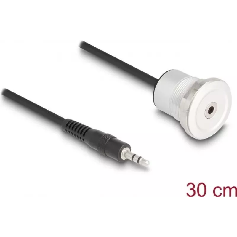 Audio kabelis DeLOCK 88188 0,3 m 3,5 mm kištukas į lizdą juoda sidabrinė
